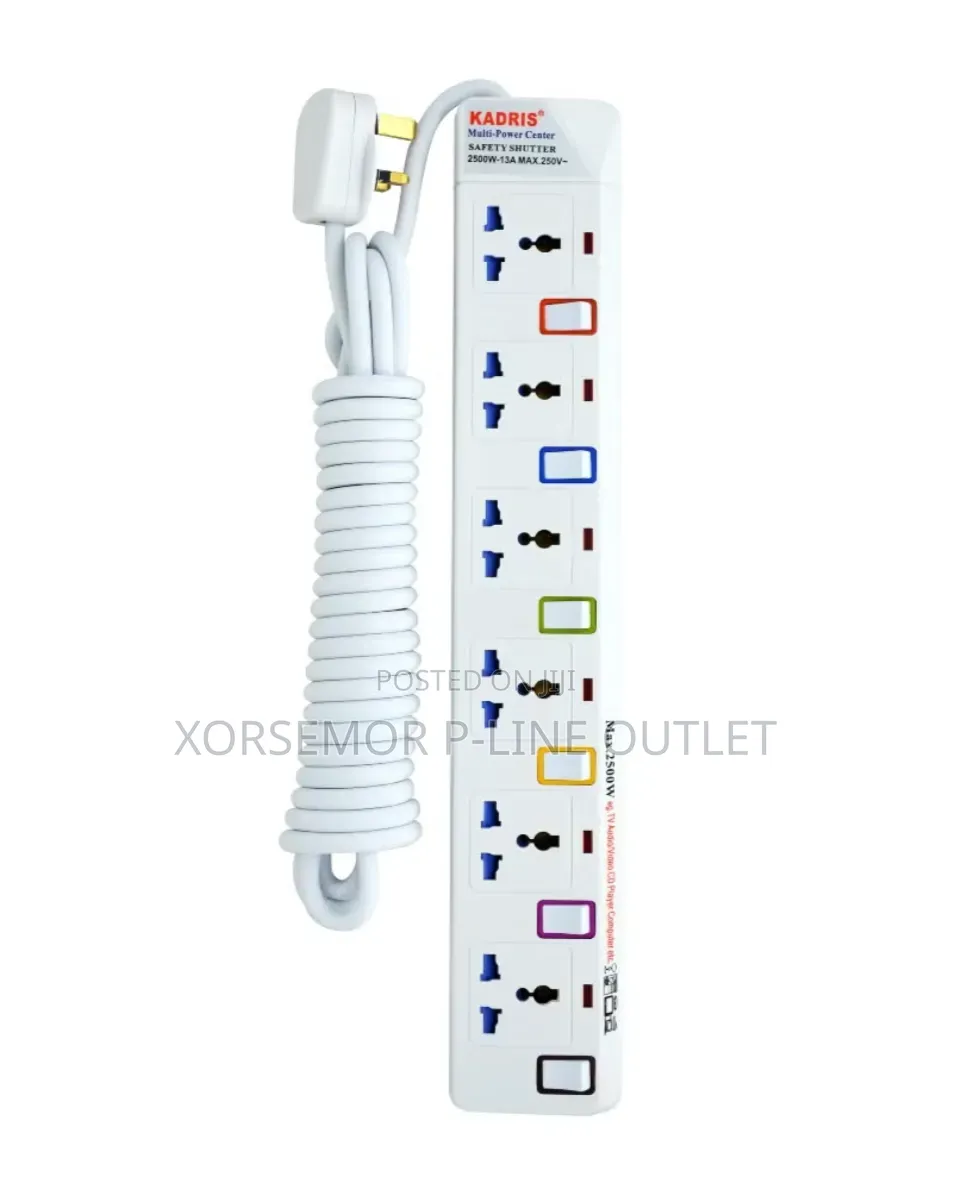 6 Switch Plugs 5m Cable Extension Cord