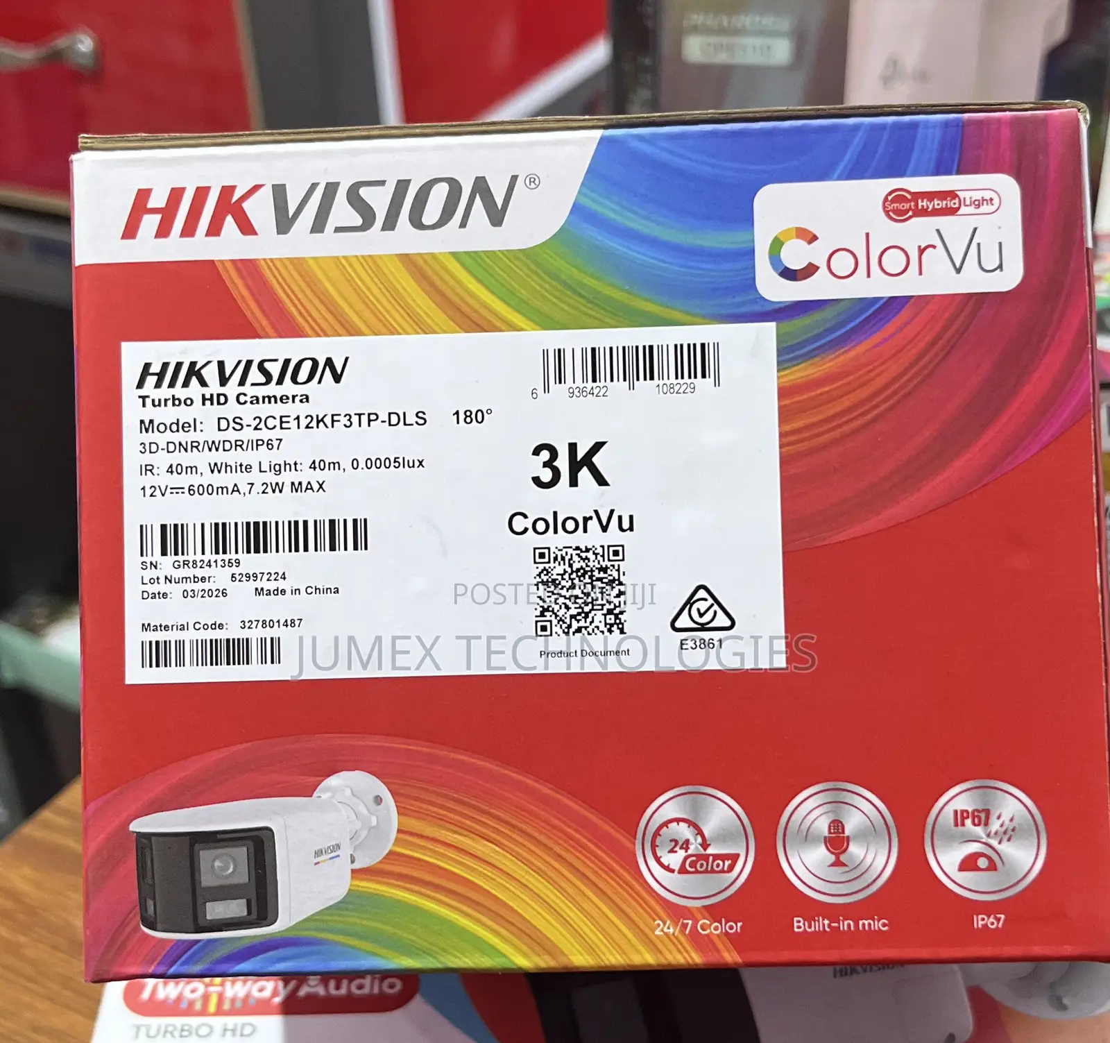Hikvision Ds-2ce12kf3tp-DLS Analog 3k / 5mp Colorvu Camera 2way Audio