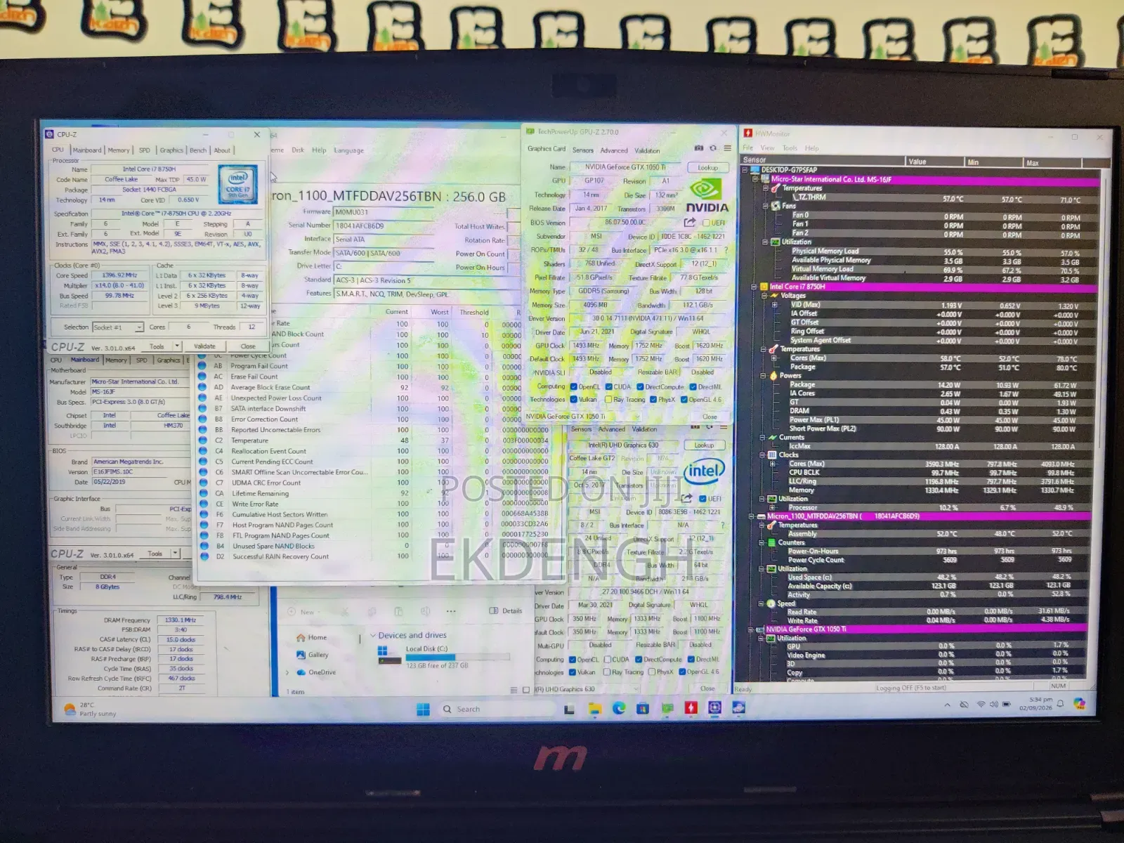Laptop MSI GL62M 7RDX 8GB Intel Core i7 SSD 256GB