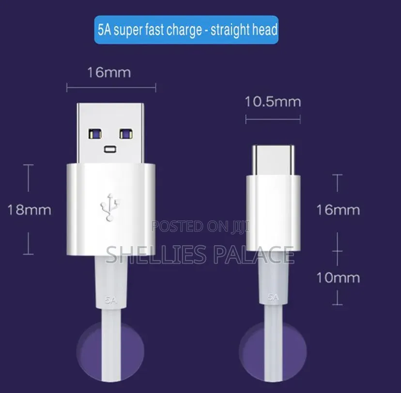 Type-C Data Cable, 5a Super Fast Charging Cable,Double-Sided