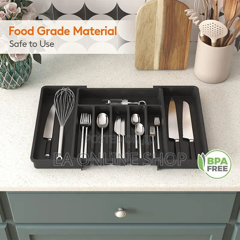 Adjustable Plastic Drawer Organizer and Cutlery Holder for Kitchen