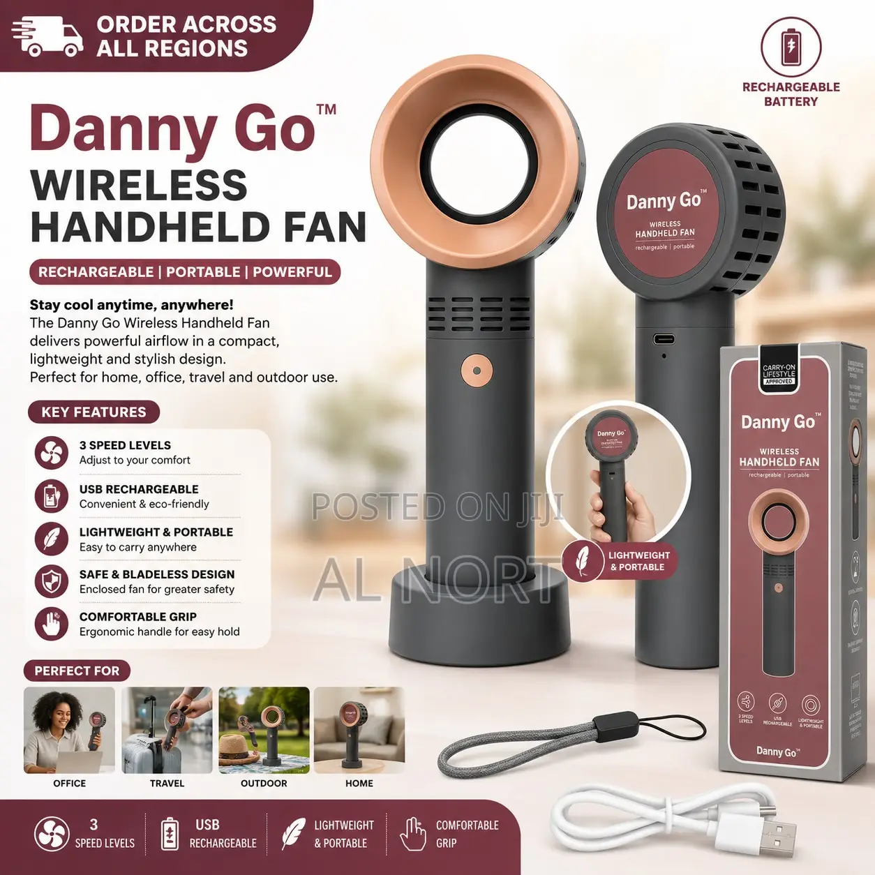 Wireless Handheld Fan – Rechargeable Portable Personal Fan