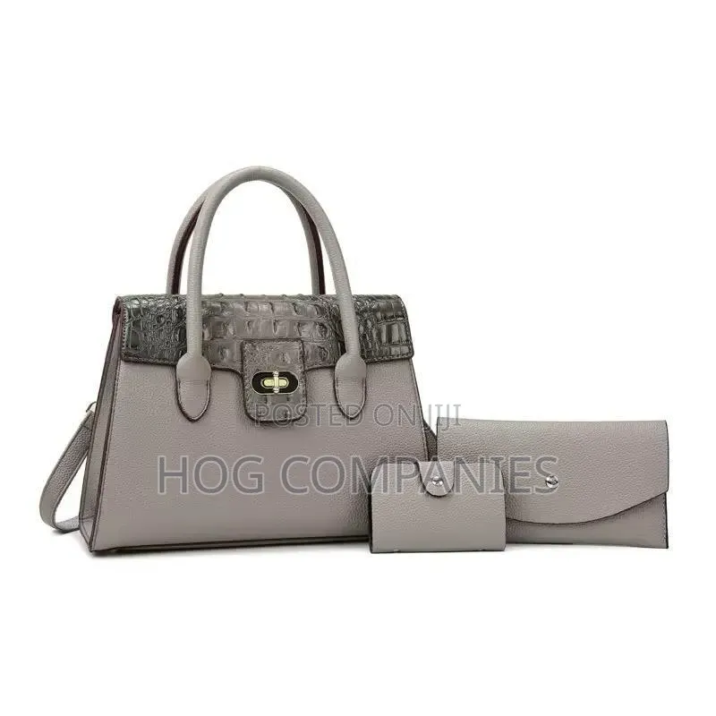 Ladies 3in1 Crocodile Skin Shoulder Bag Purse - Fast Delivery in 2hrs