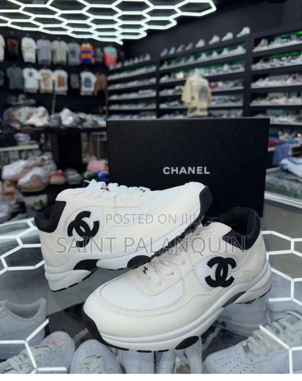 White and Black Chanel CC LSneakers