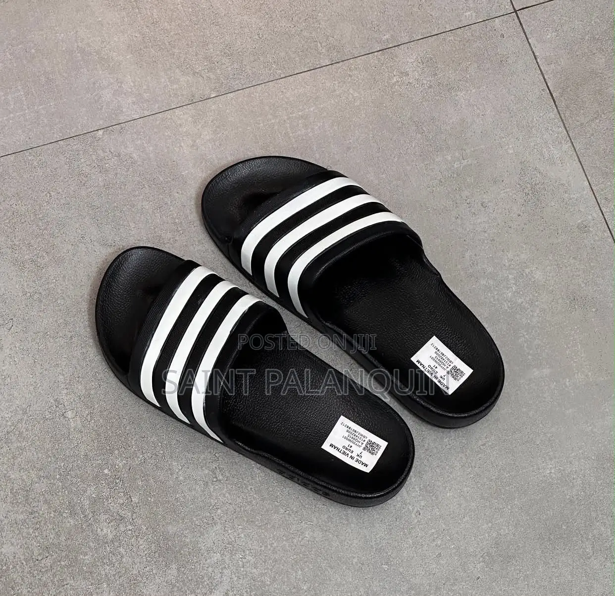Black and White Adidas Adilette Aqua Slides