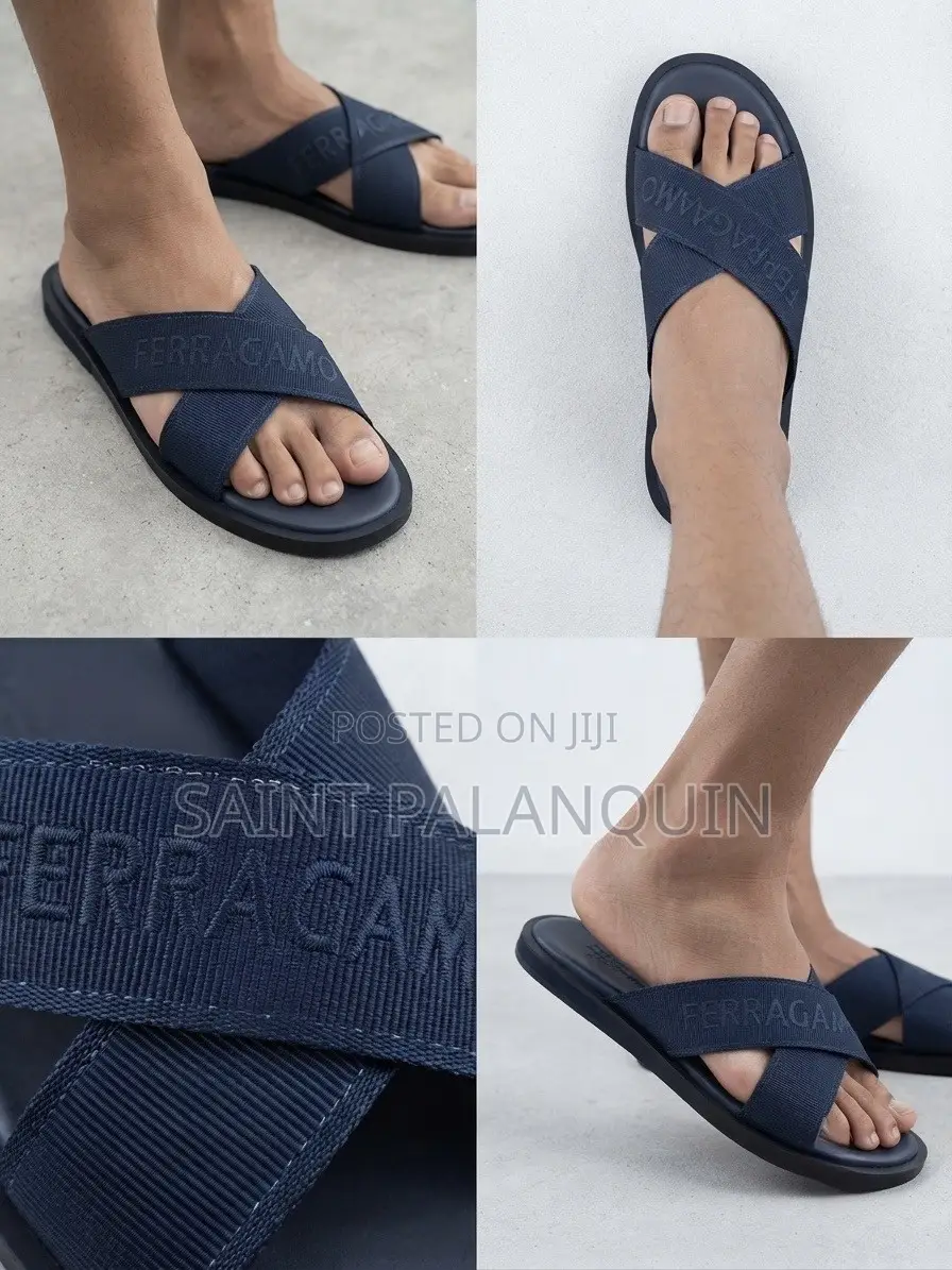 Ferragamo Crisscross Slide Sandals  Lettering