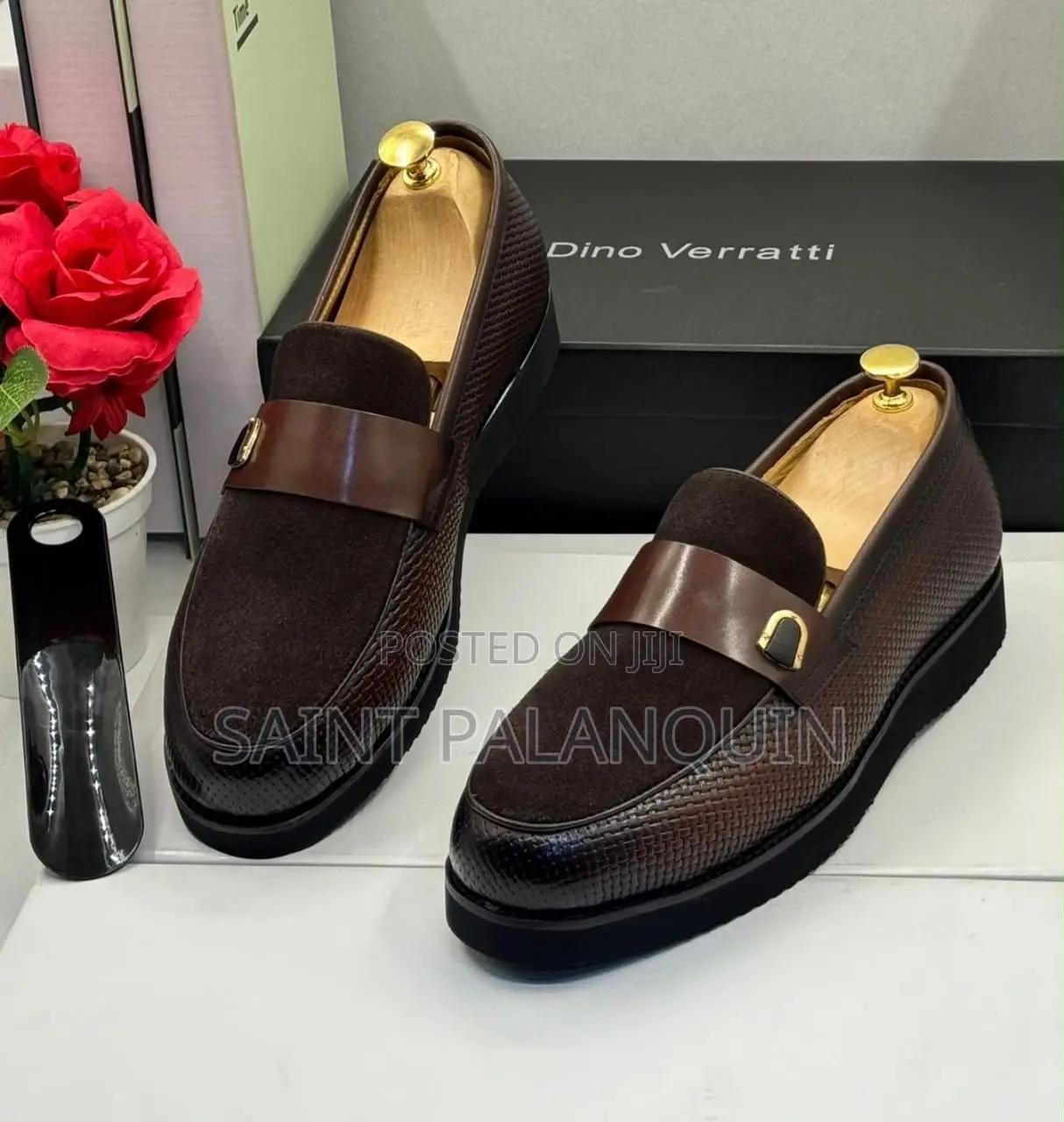 Brown Dino Verratti Leather and Suede Loafers