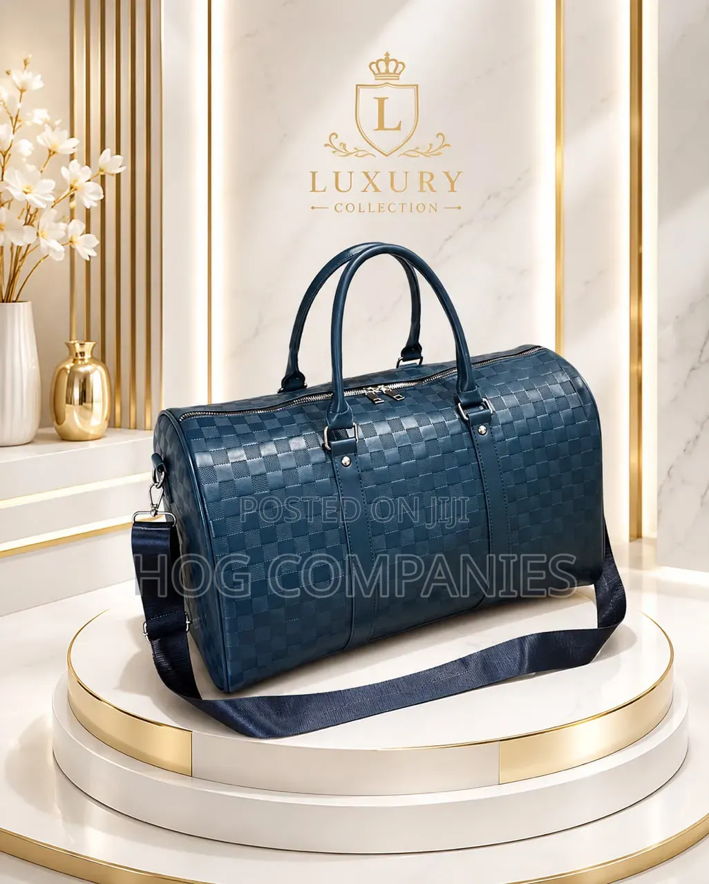 Black Checkered Pattern Duffel or Travel Bag