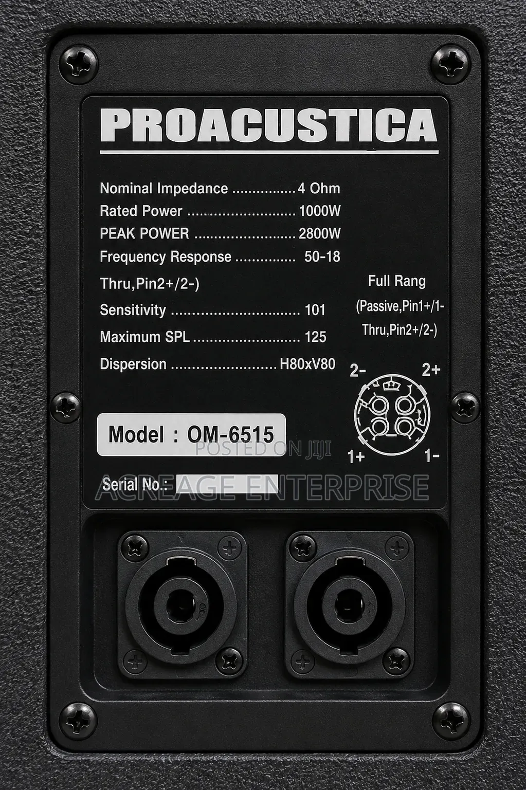 Bossman Pro Acoustica OM-6515 Full-Range Speaker.