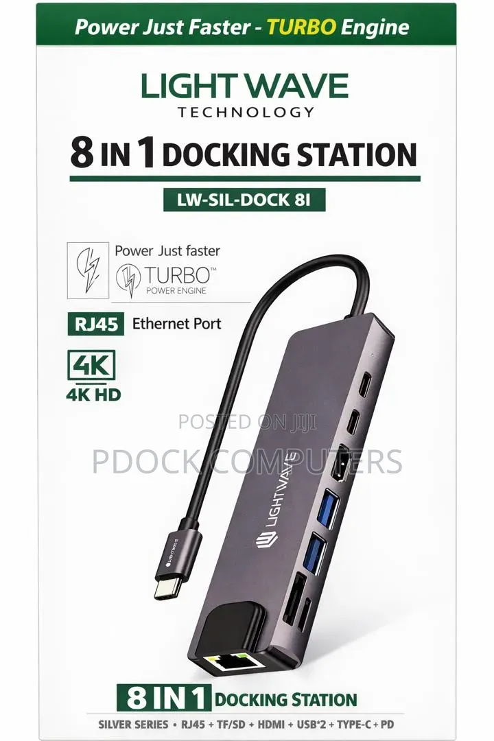 USB-C 8-in-1 Hub Hdmi Rj45 Sd Tf USB 3.0 Pd Adapter