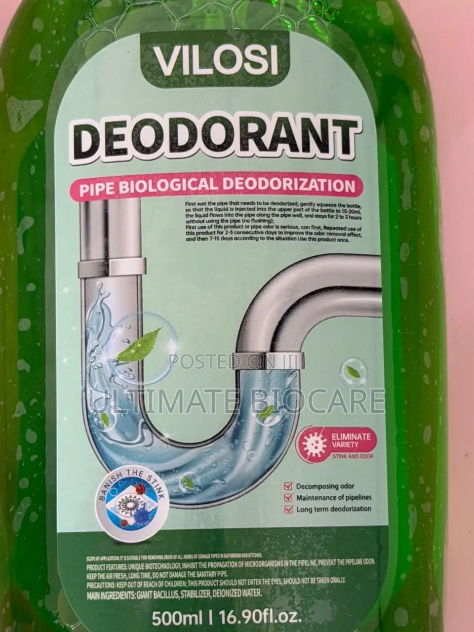 VILOSI Pipe Biological Deodorant (500ml / 16.90 Fl. Oz.)