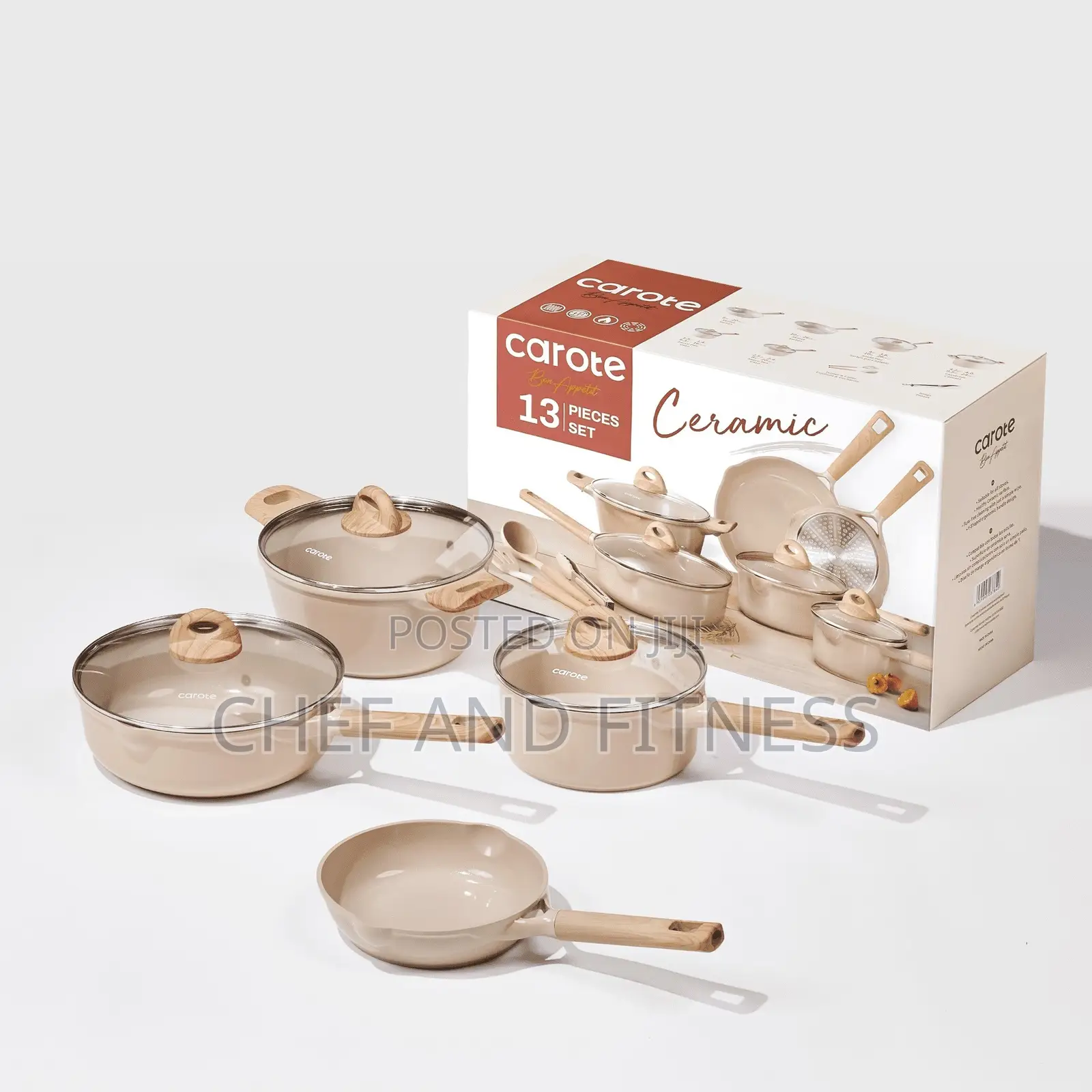 Carote 13-Piece Ceramic Nonstick Cookware Set for All Stoves
