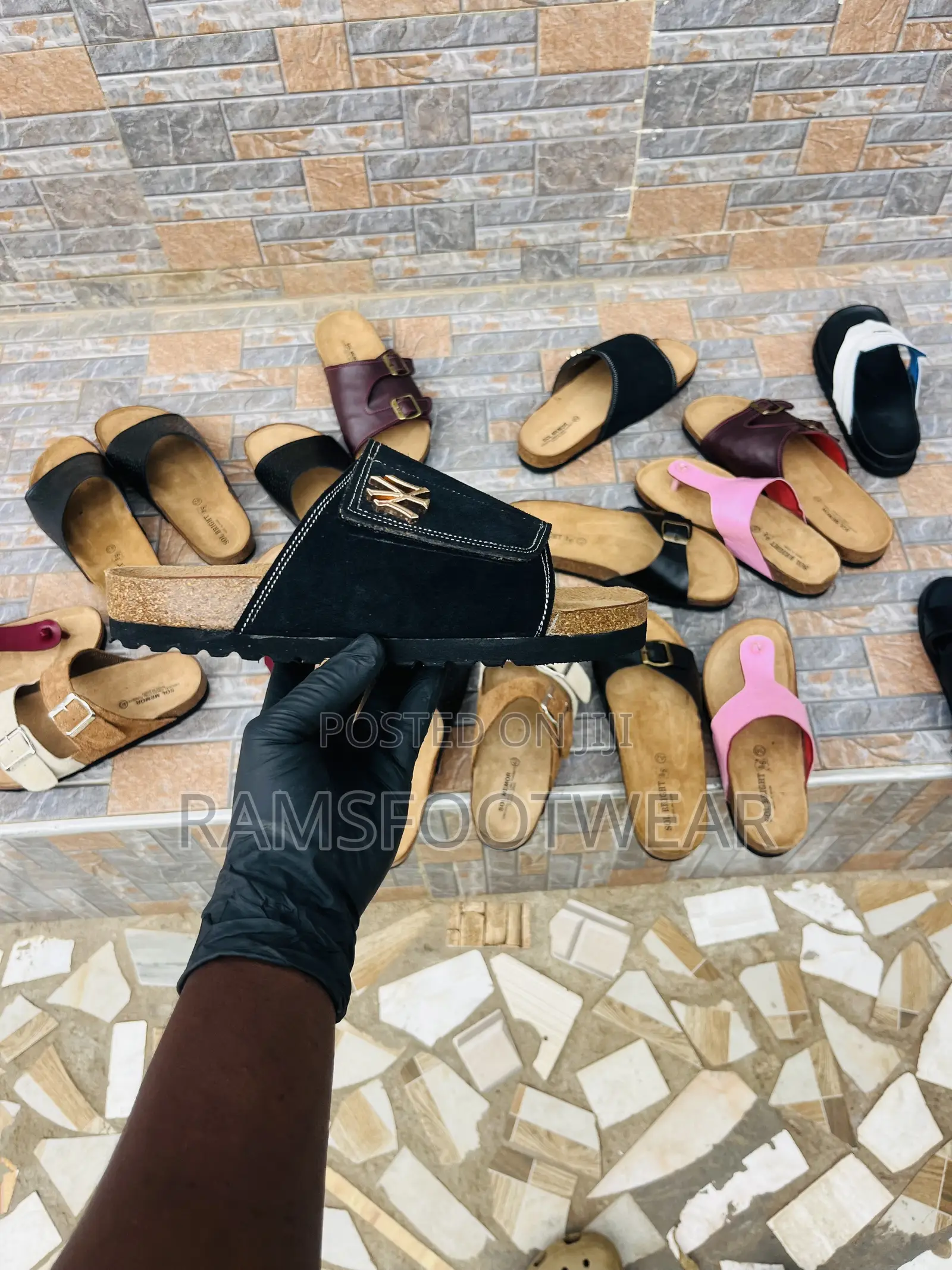 Handmade Cork-Bed Slide Sandals