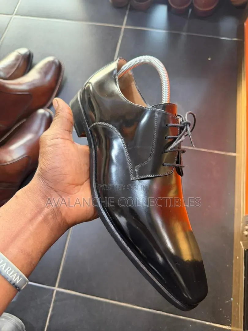 Giovachinni Gent's All Black Dress Mirror Shoes 43.5