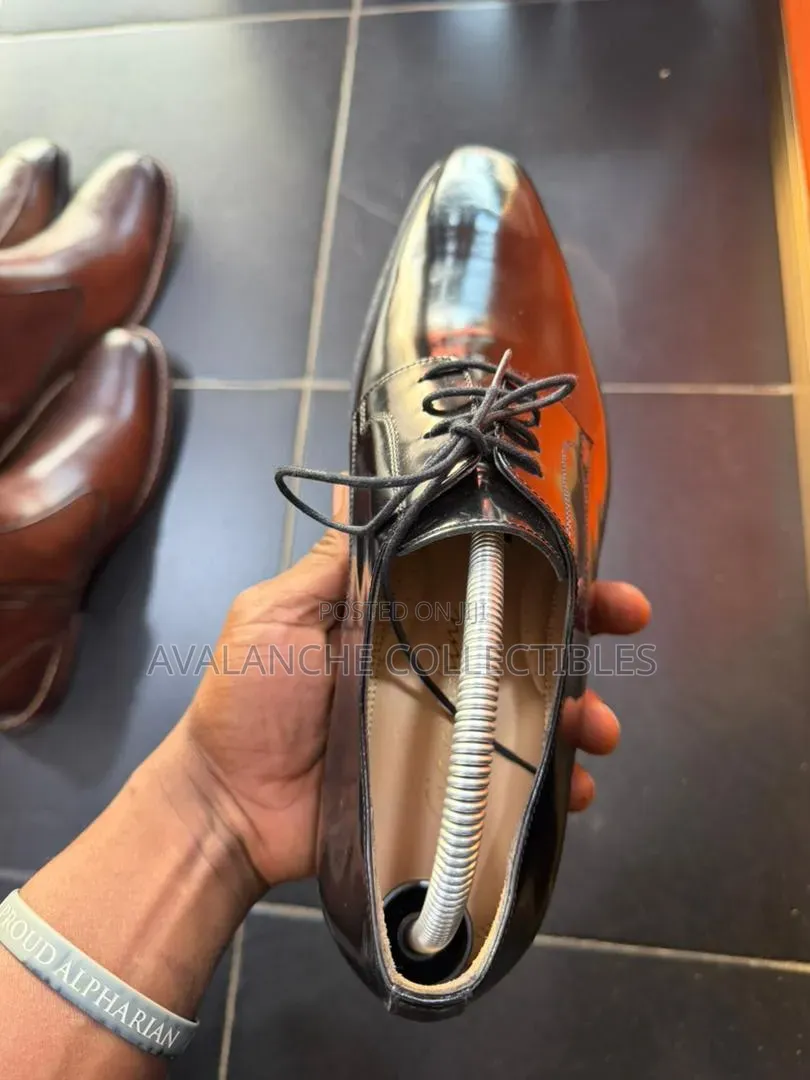 Giovachinni Gent's All Black Dress Mirror Shoes 43.5