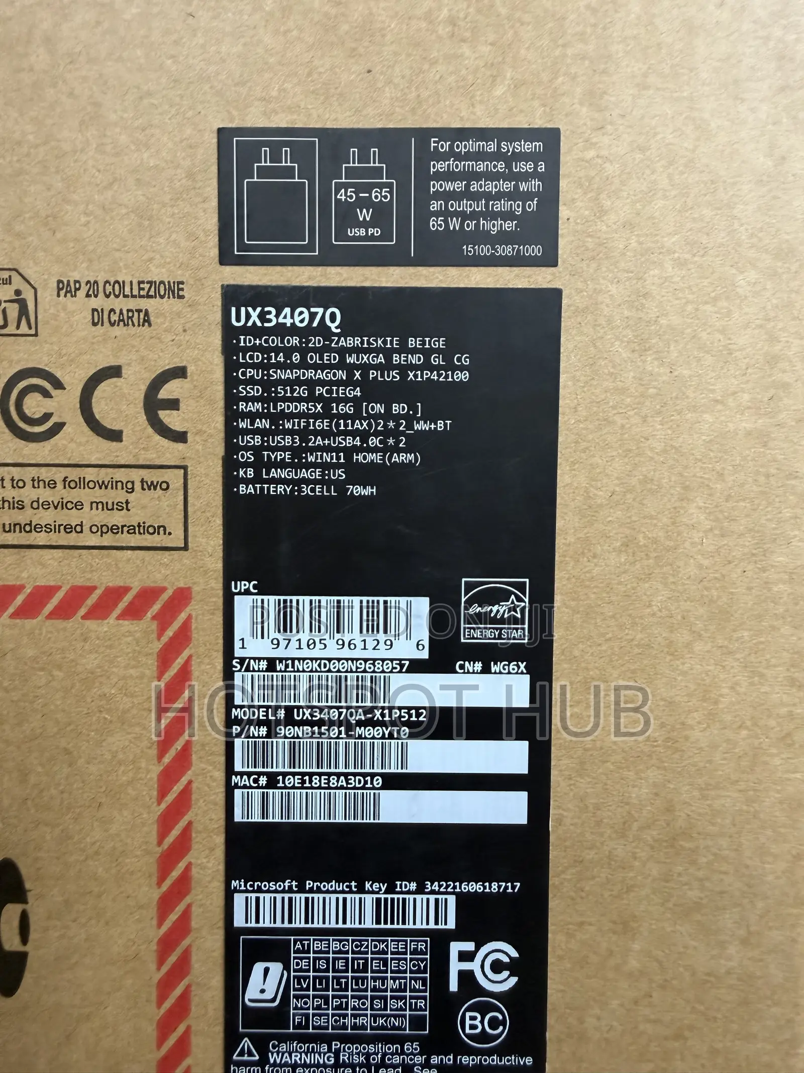 New Asus Zenbook 14 OLED 16GB Qualcomm Snapdragon X Plus SSD 512GB