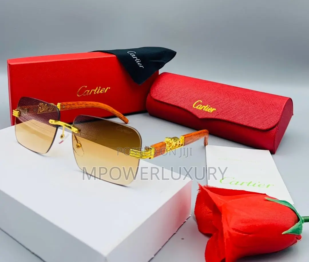 Cartier C Decor Rimless Wood Temple Sunglasses - Brown Gradient