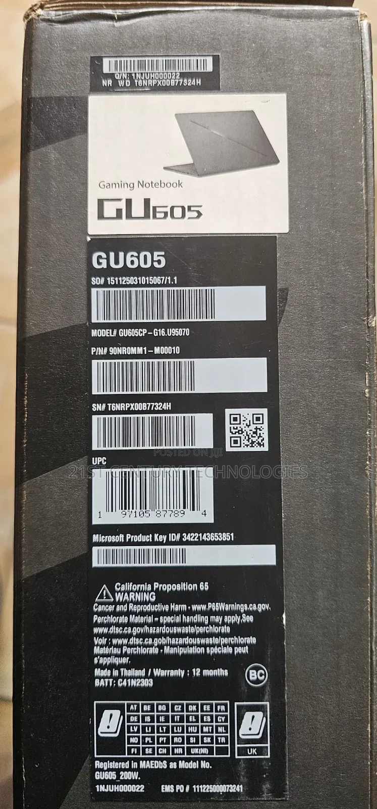 New Laptop Asus ROG Zephyrus G16 16GB Intel Core Ultra 9 SSD 1T