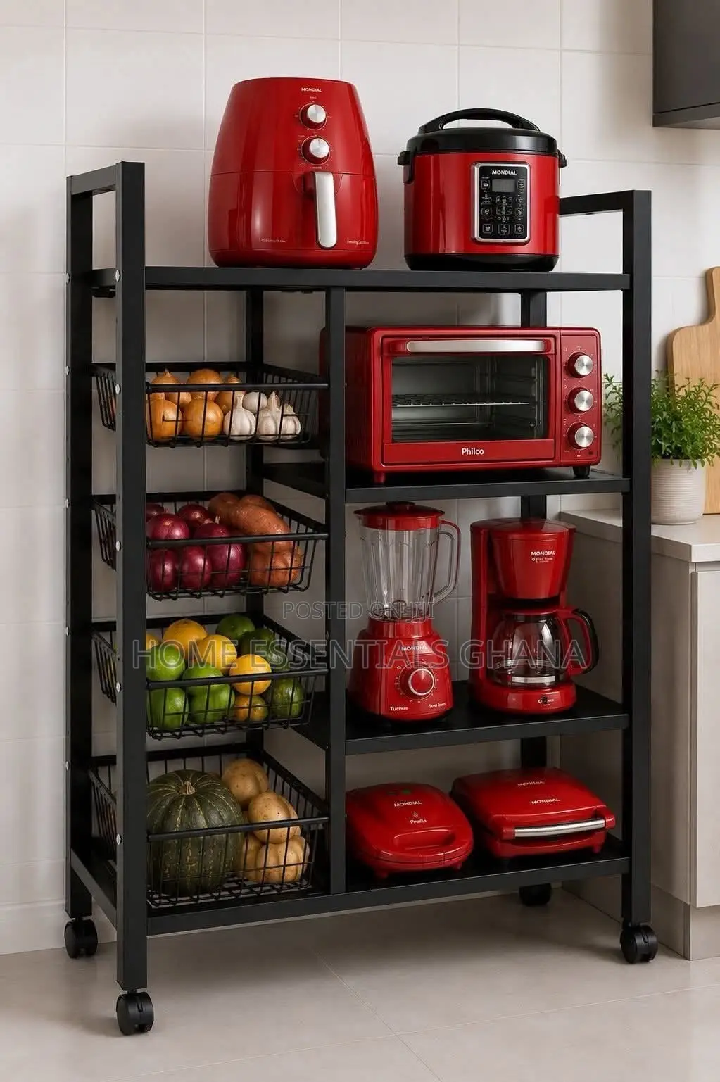4-Tier Metallic Kitchen Rack | Strong & Stylish