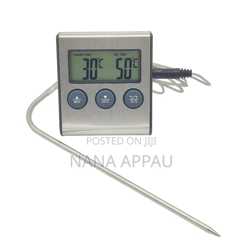 Digital Kitchen Oven Thermometer With Probe and Timer,
