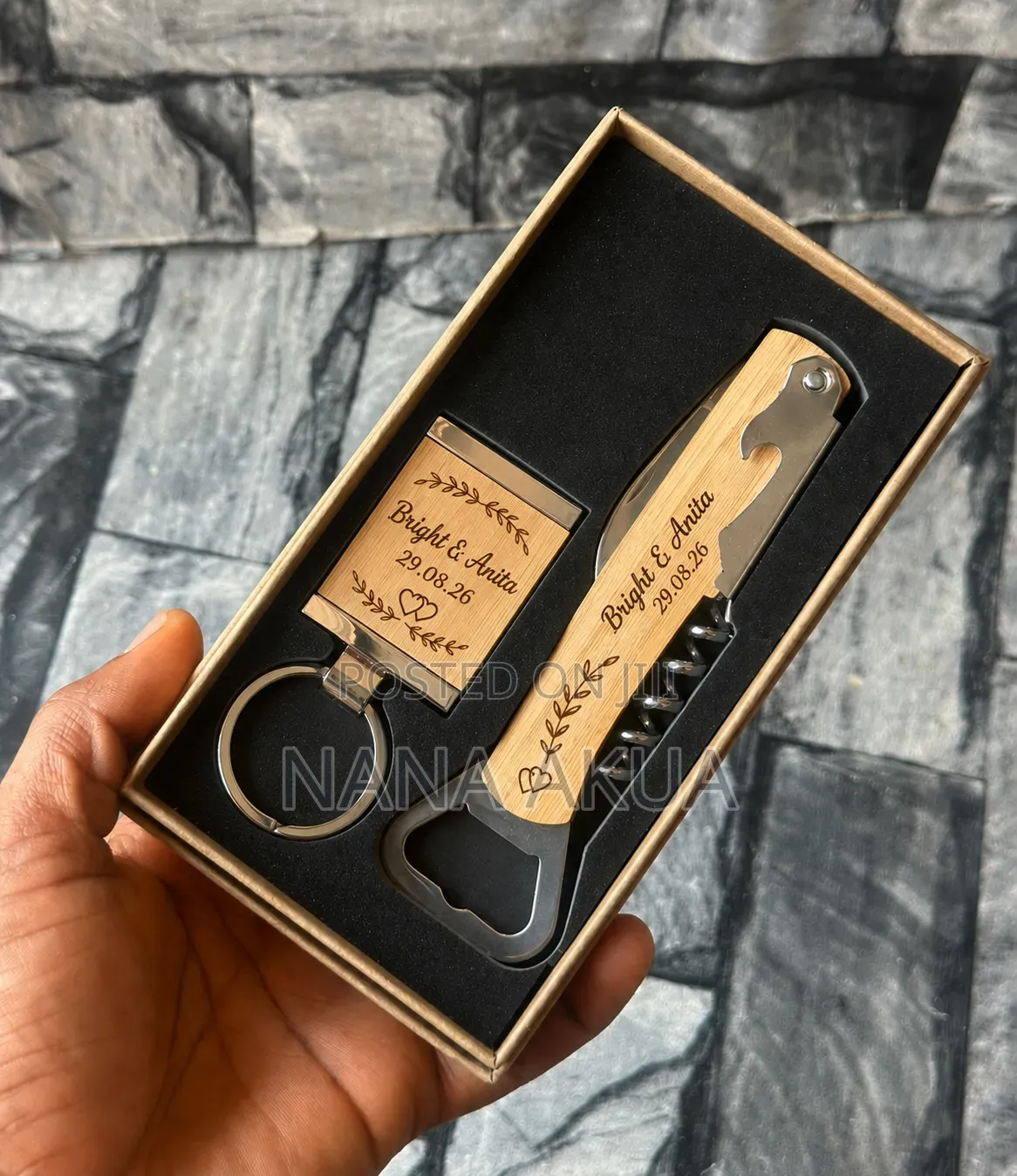 Customised Keyholder and Wine Opener Set