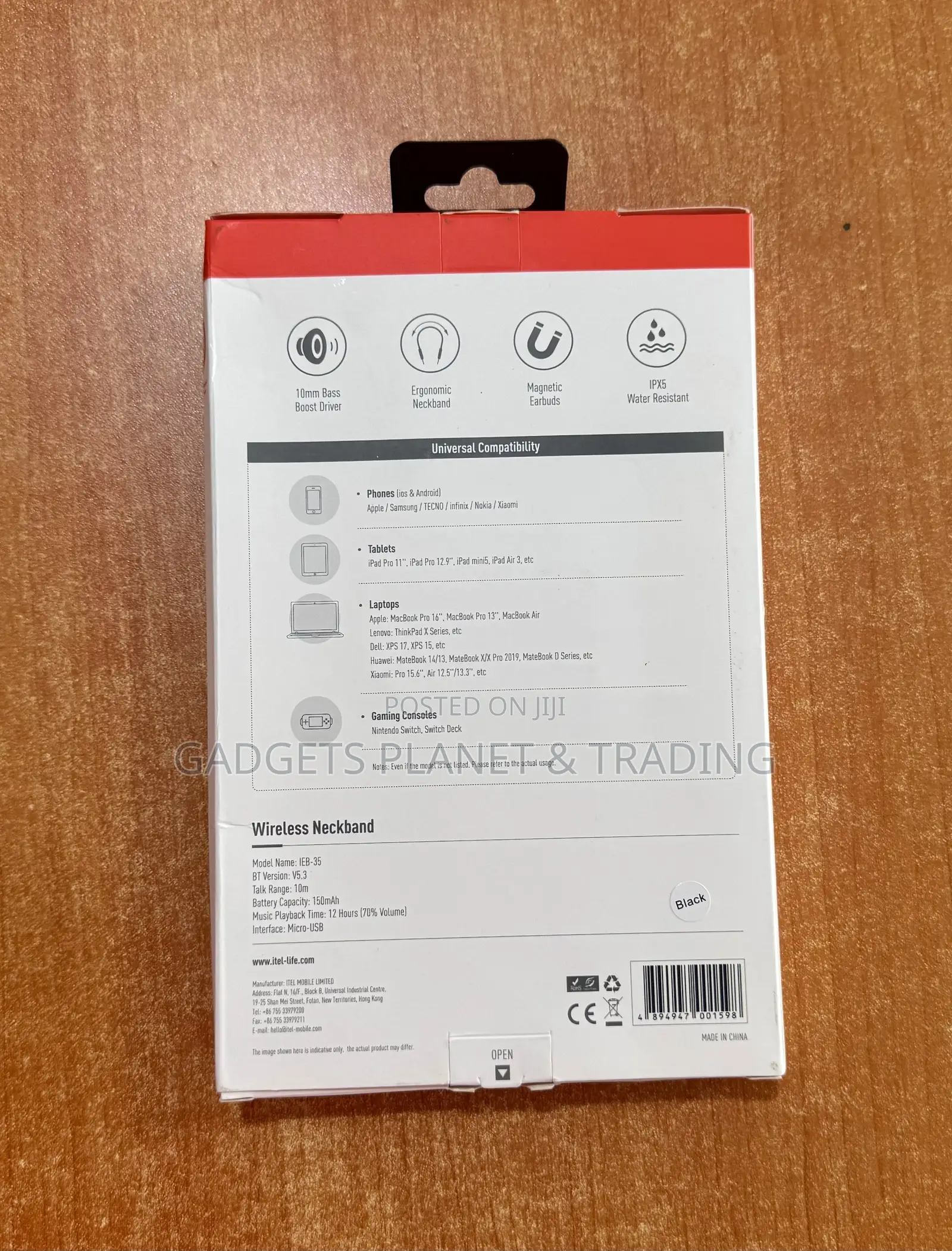 Itel Wireless Neckband Bluetooth Player With 12hrs Playback Time