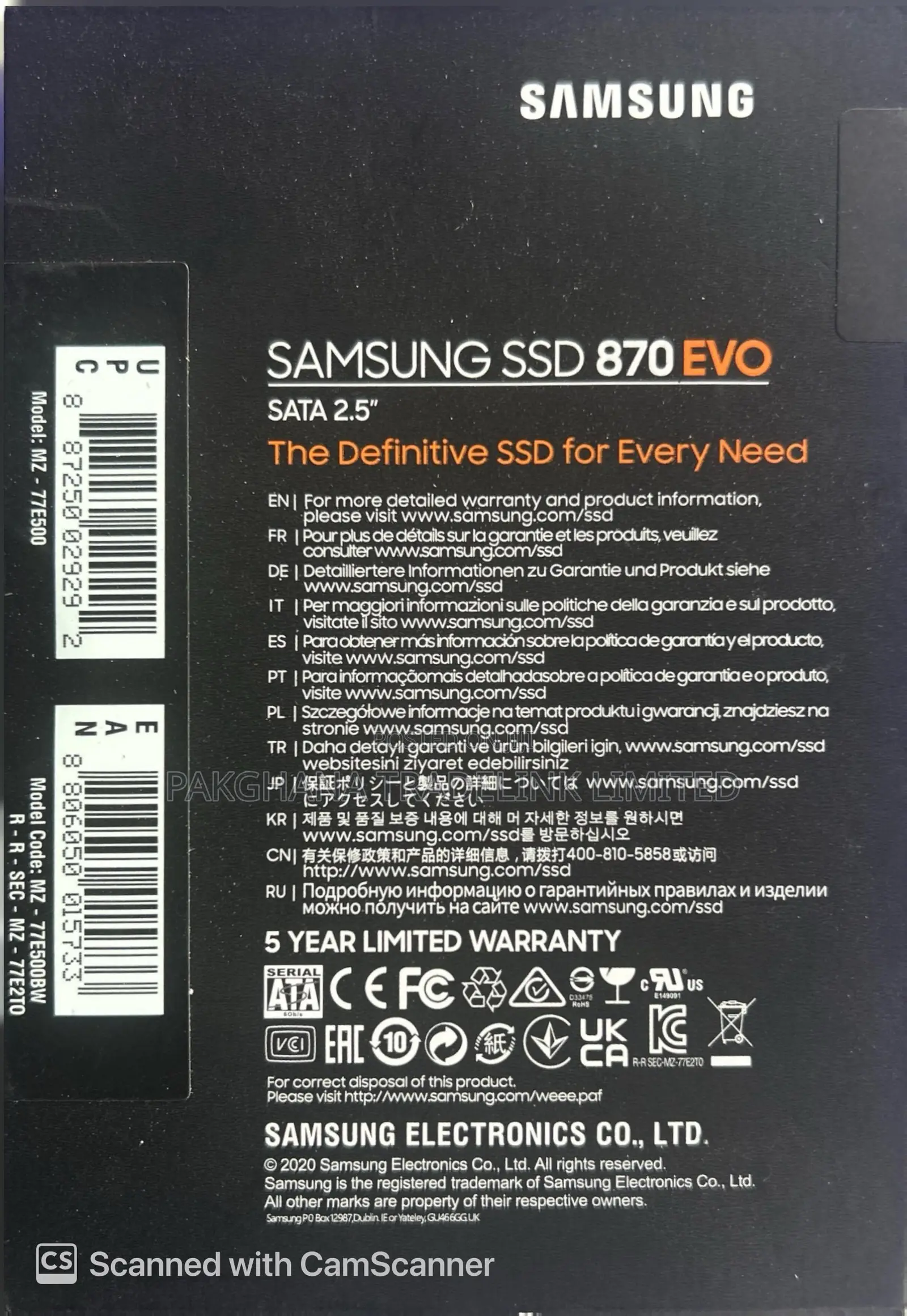 Samsung 500 GB Sata SSd