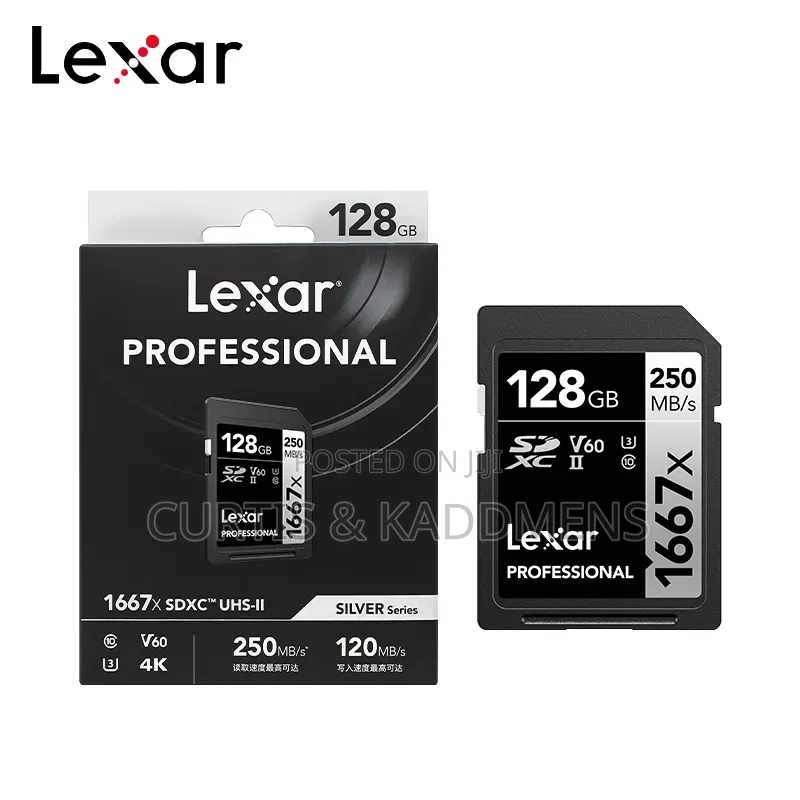 128gig Lexar Professional V60 1667X 250mbs SD Card