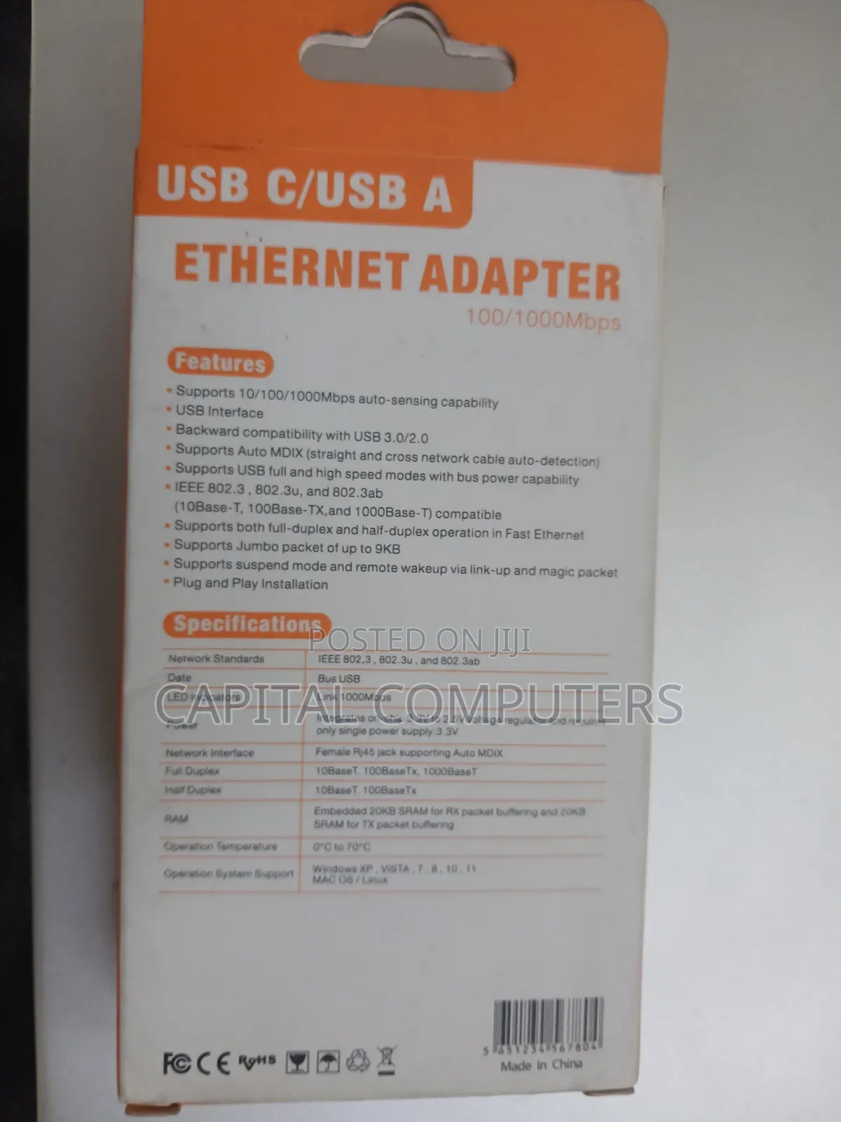 Ethernet Adapter USB C/ USB A
