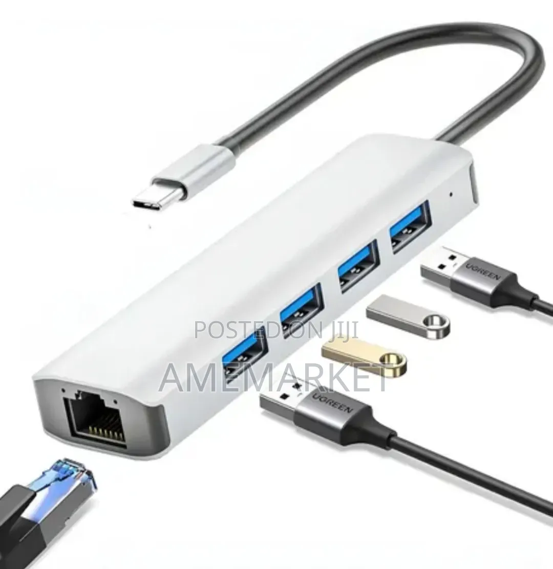 4 in 1 USB Type-C to 4-Port USB 3.0 Hub With Ethernet Adapter