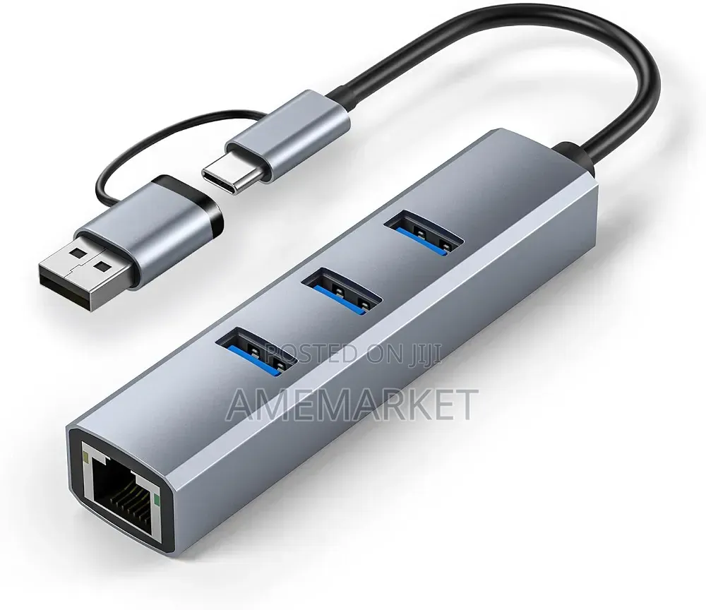 4 in 1 USB Type-C to 4-Port USB 3.0 Hub With Ethernet Adapter