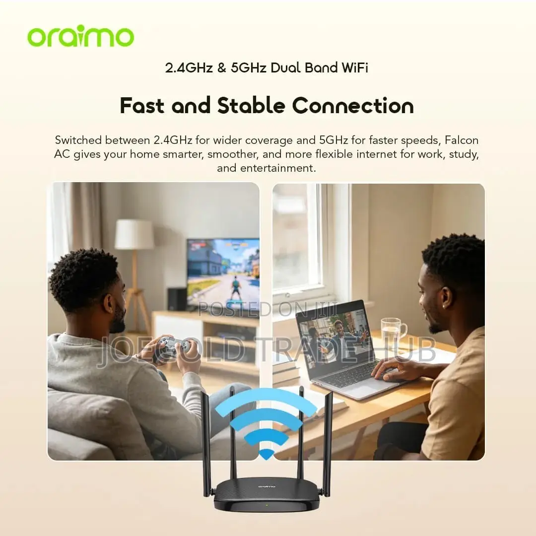 Router(Oraimo AC Dual Band WiFi 5 Router | 2.4G + 5G)