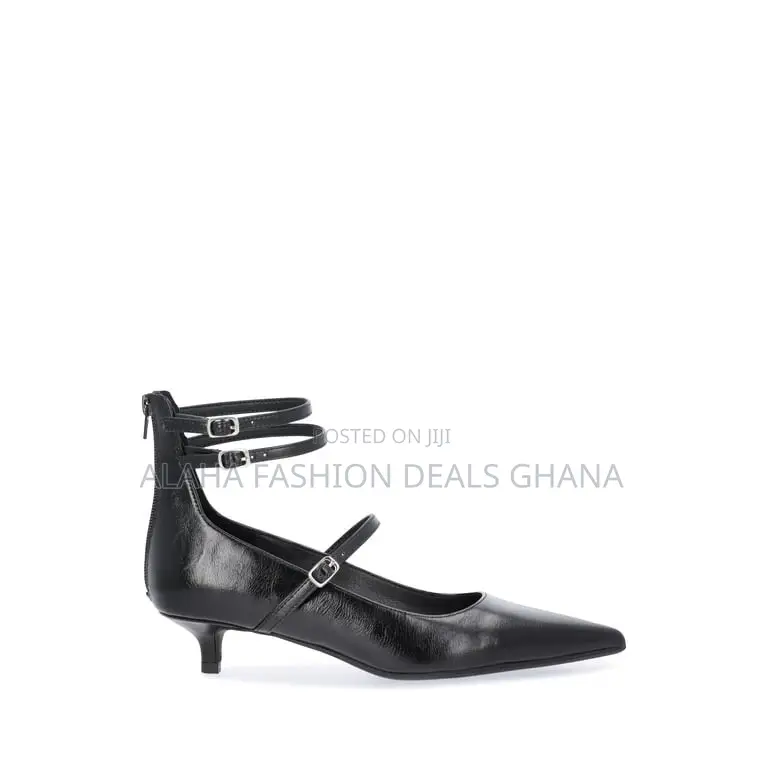 Scoop Women's Faux Leather Pointed Toe Strappy Kitten Heels