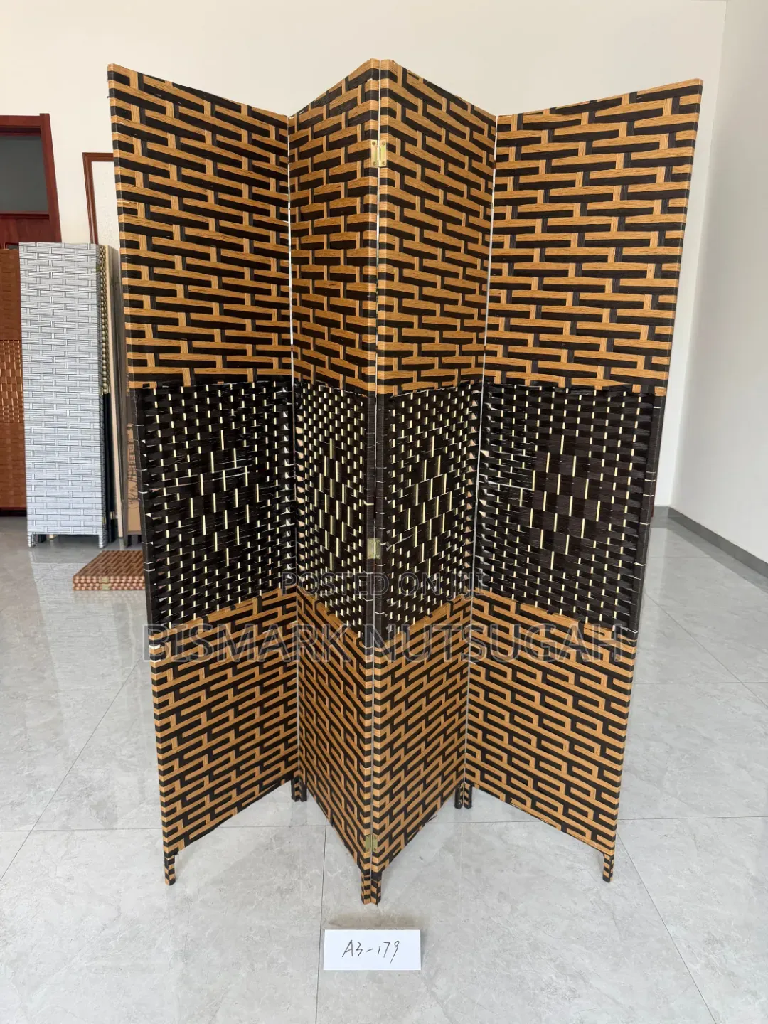 4-Panel Hand-Woven Wicker/Rattan-Style Folding Room Divider
