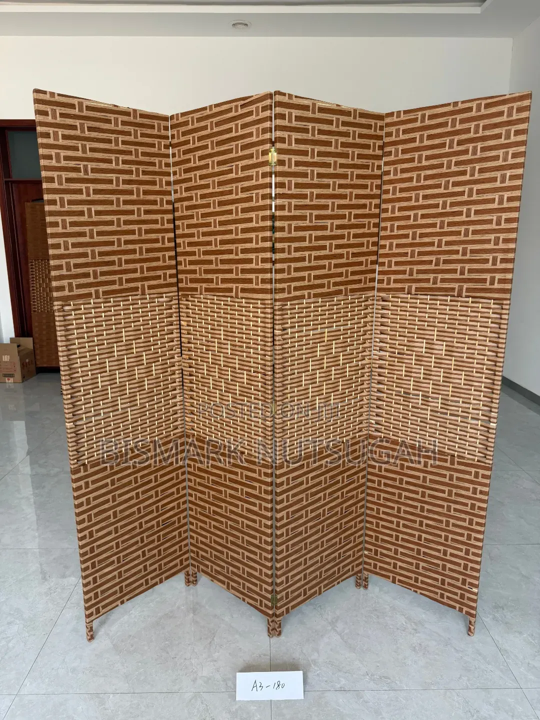 4-Panel Hand-Woven Wicker/Rattan-Style Folding Room Divider