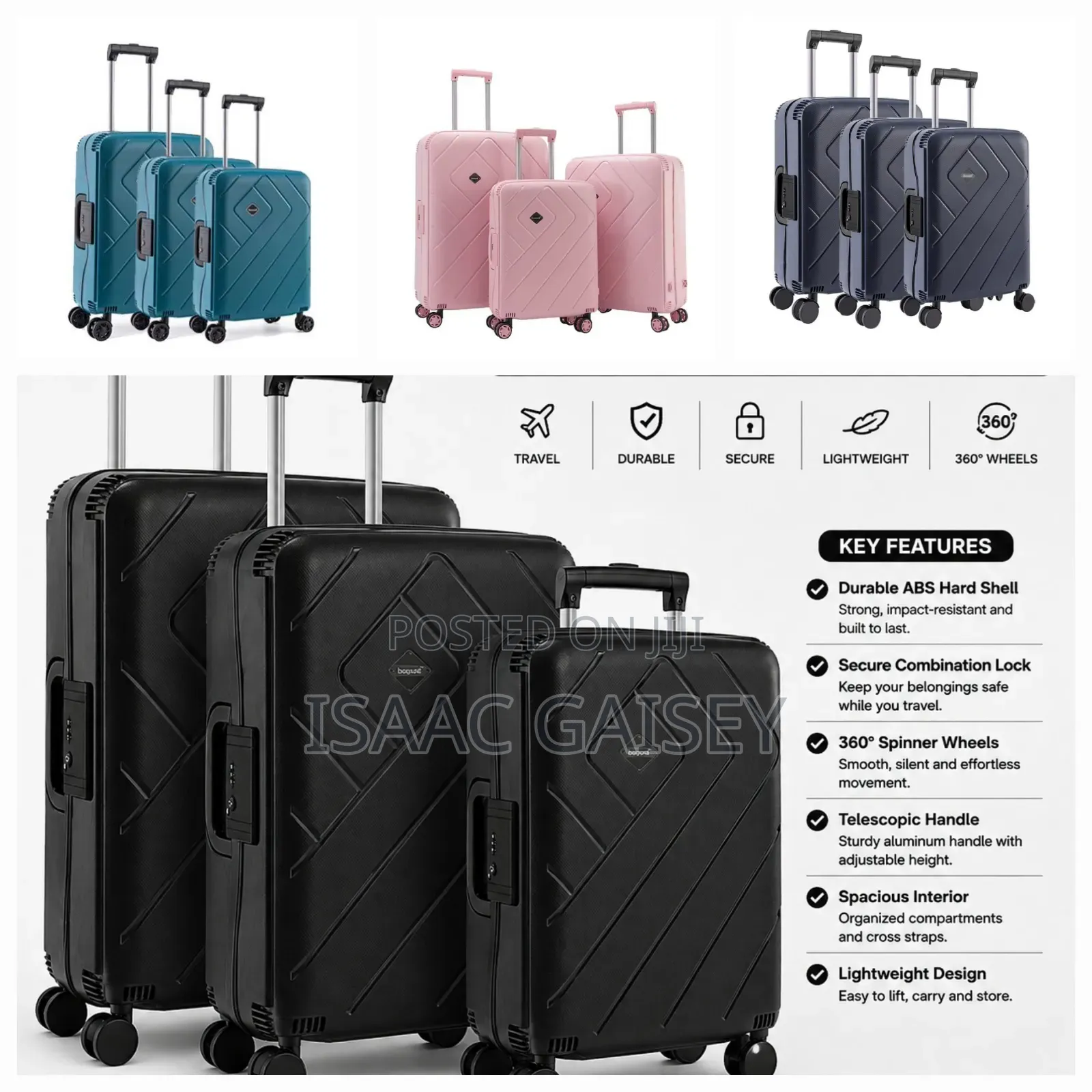 3pcs Zipless Abs Hard Shell Premium Anticrake Lugguage Set