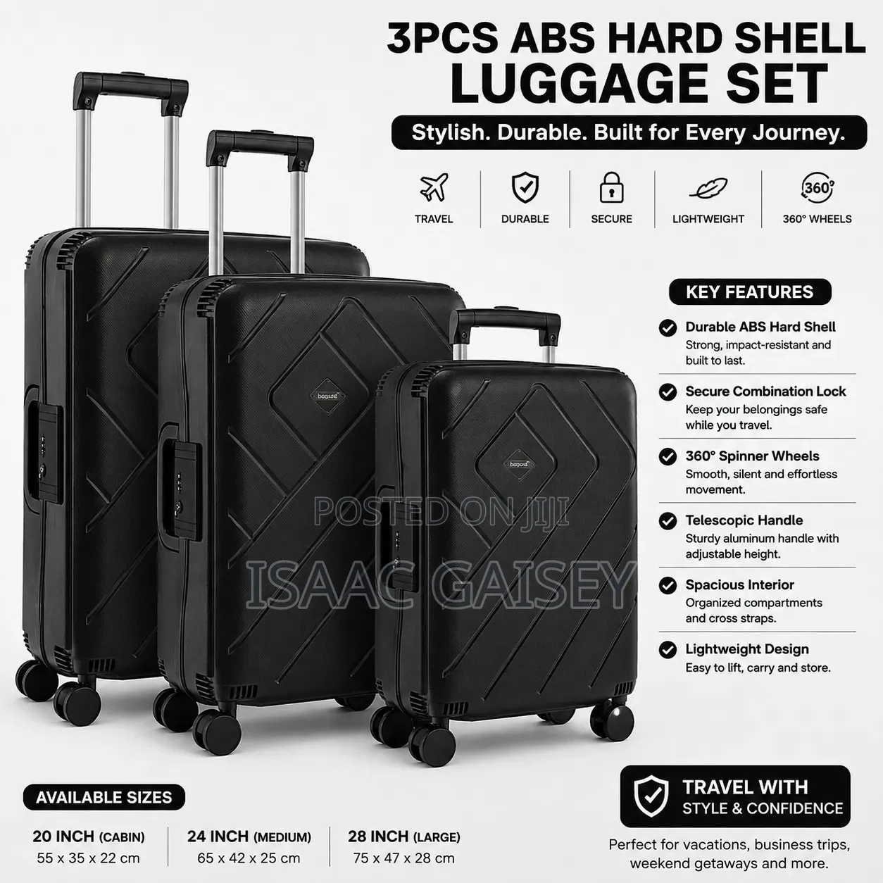 3pcs Zipless Abs Hard Shell Premium Anticrake Lugguage Set