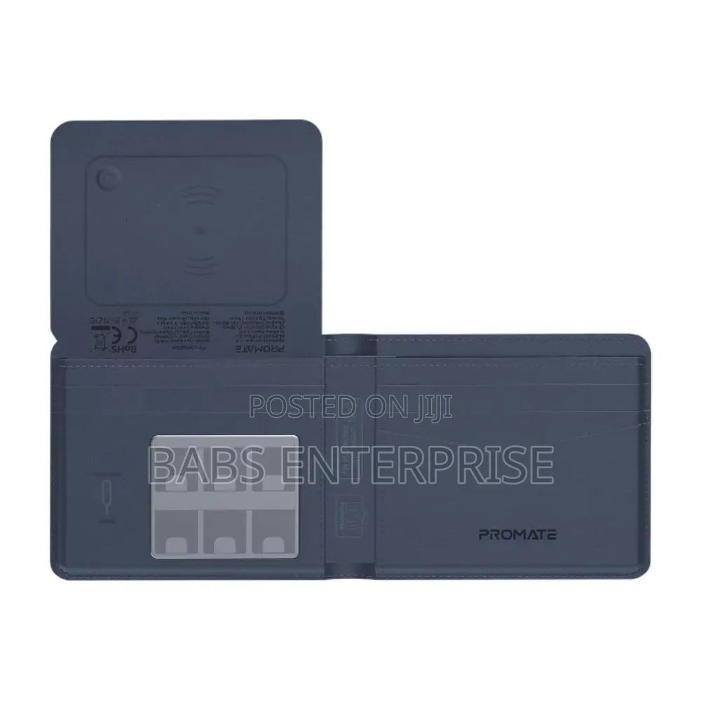 Promate Anti-Loss Slim Leather Wallet RFID Amp; Smart Tracking