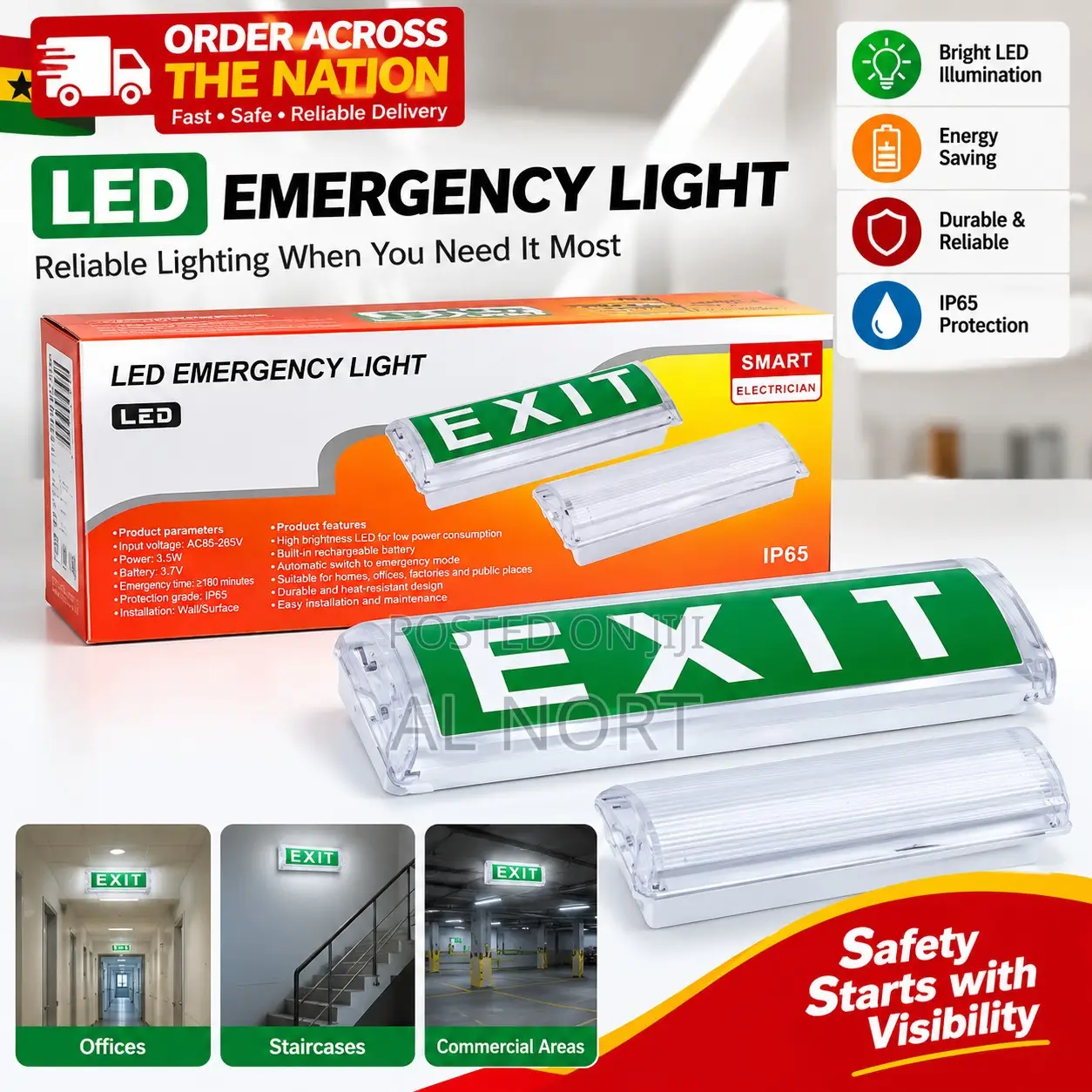 Smart Electrician LED Emergency Exit Light – IP65