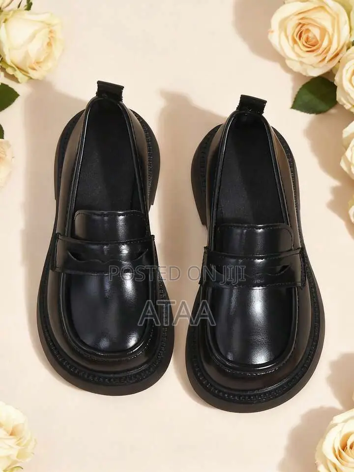 Black Leather Loafers for Toddlers
