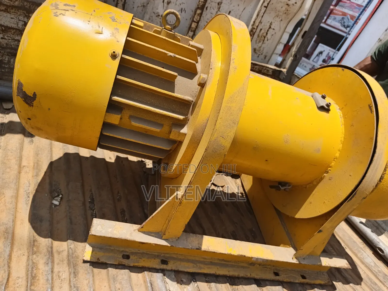 Heavy-Duty Yellow Electric Winch or Hoist Motor