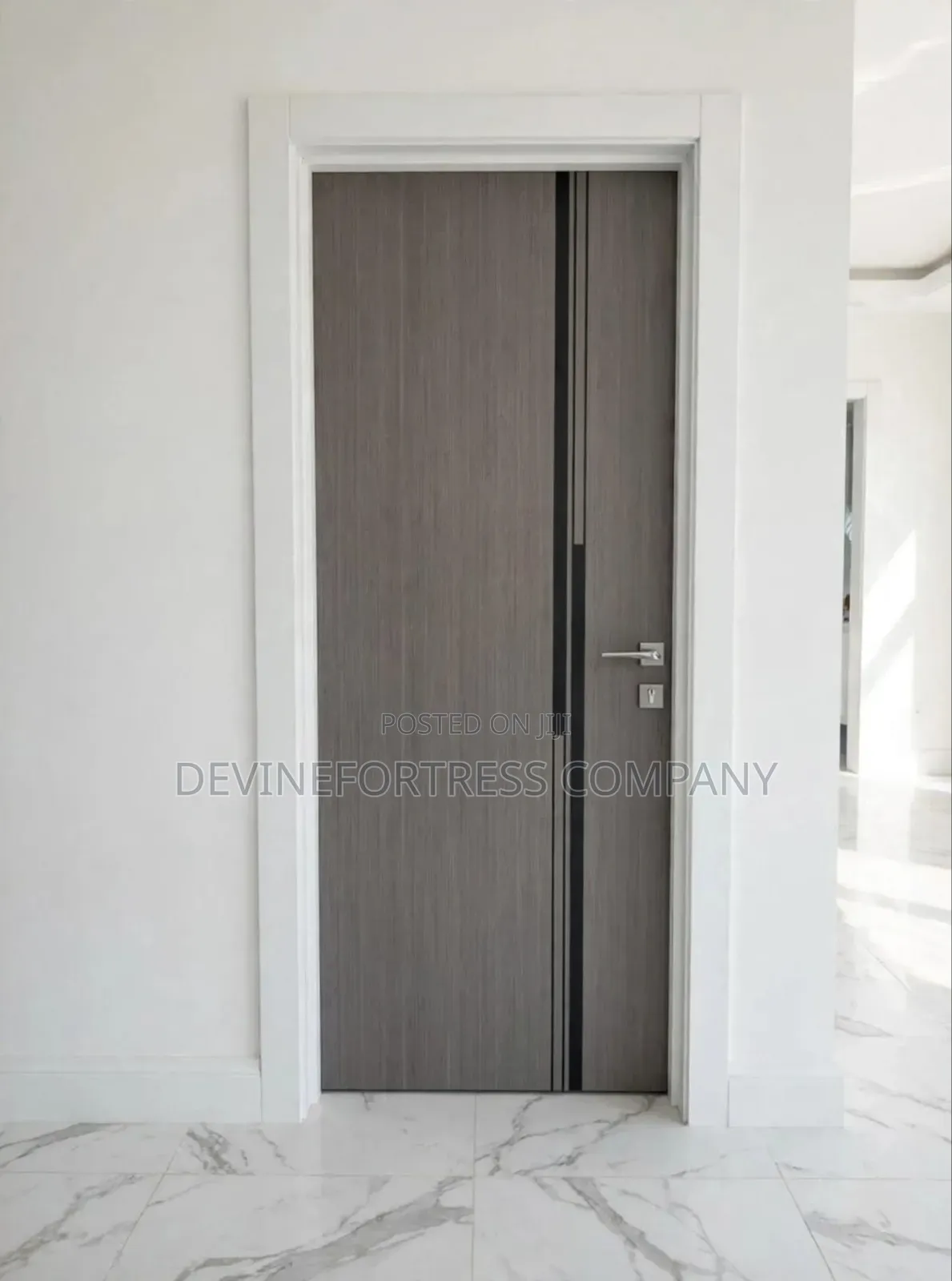 Wooden Coated Metal Door Single for Bedroom//Brown//Gray//Elegant