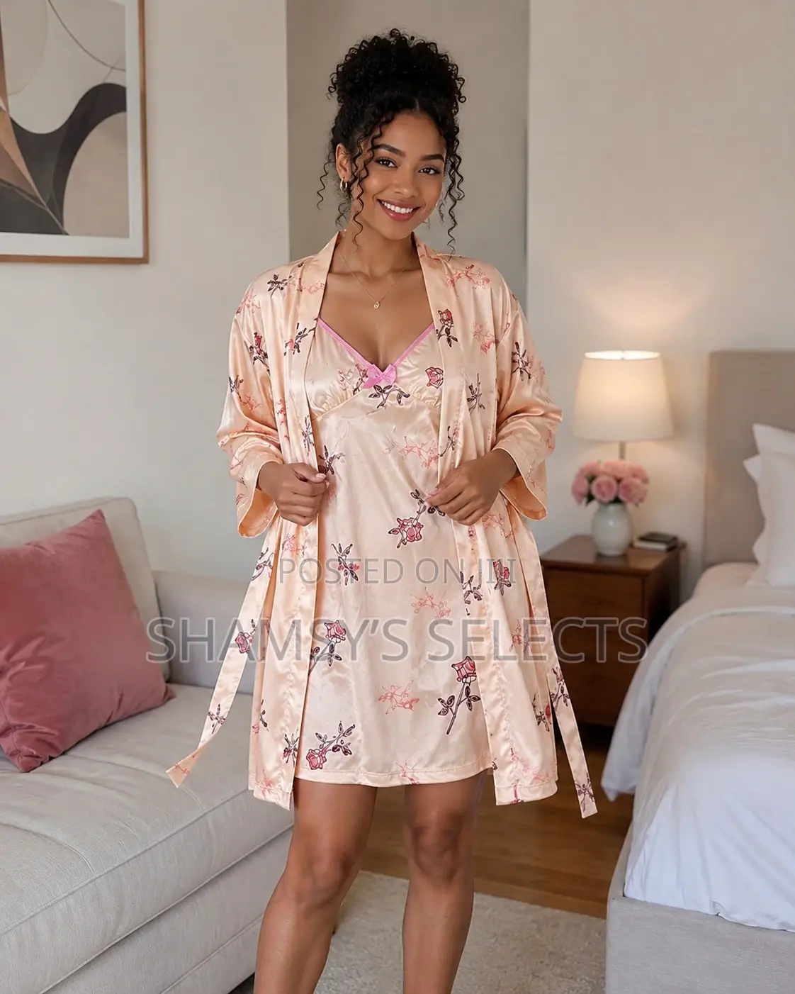 Ladies cottonNightwear Robe Set: 2-Piece Sleepwear