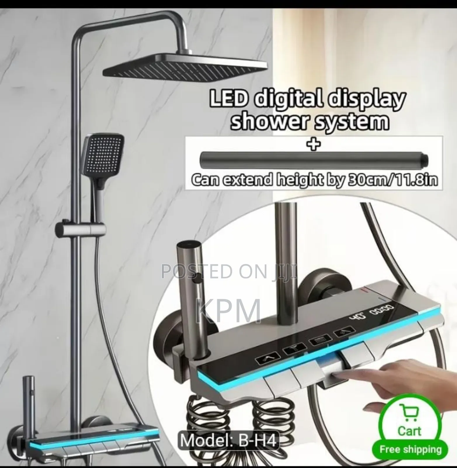 Extendable Height Piano Led Smart 4in1 Digital Shower System Complete