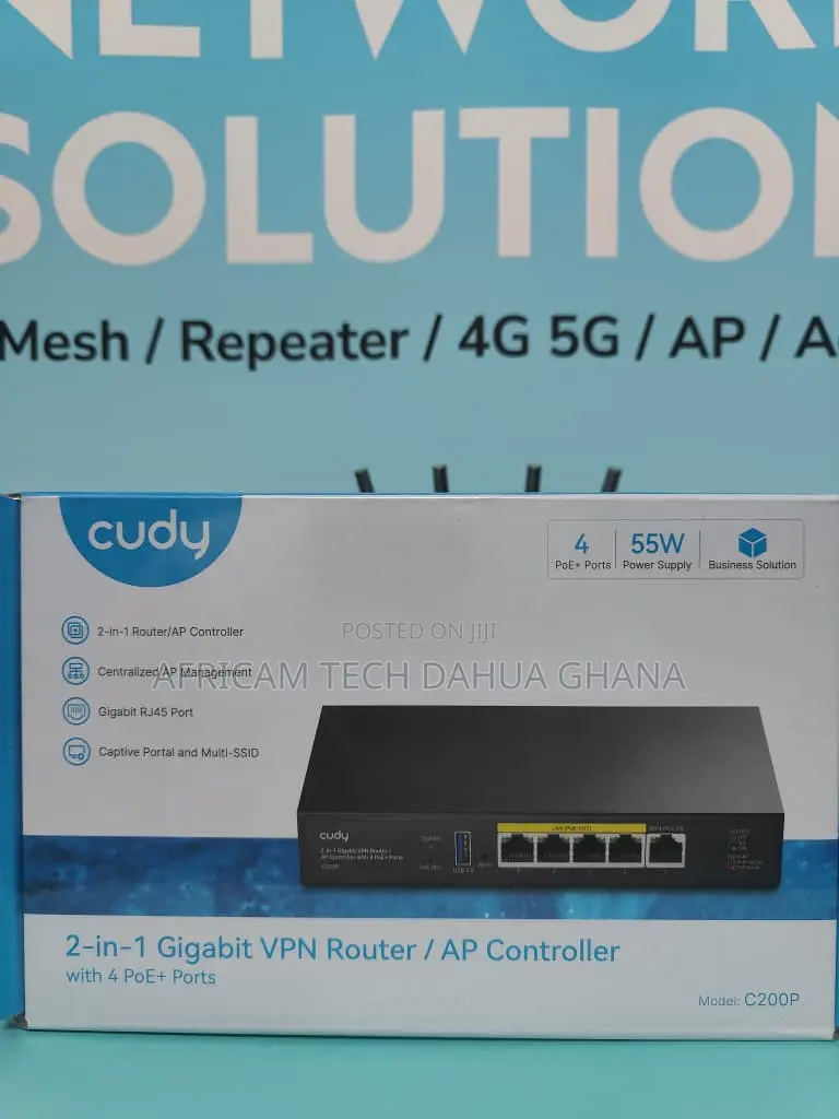 Cudy 2-in-1 Gigabit VPN Router / AP Controller With 4 PoE+ Ports