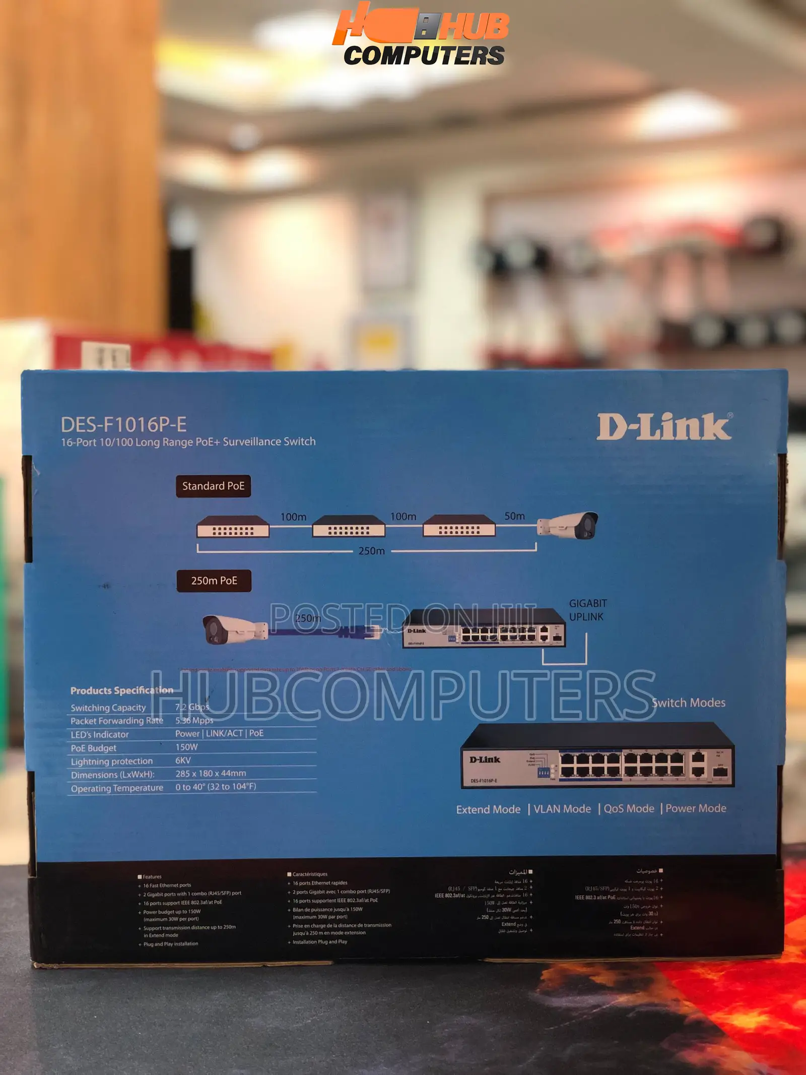 D-Link Des-F1016p-E 16-Port Poe+Surveillance Switch