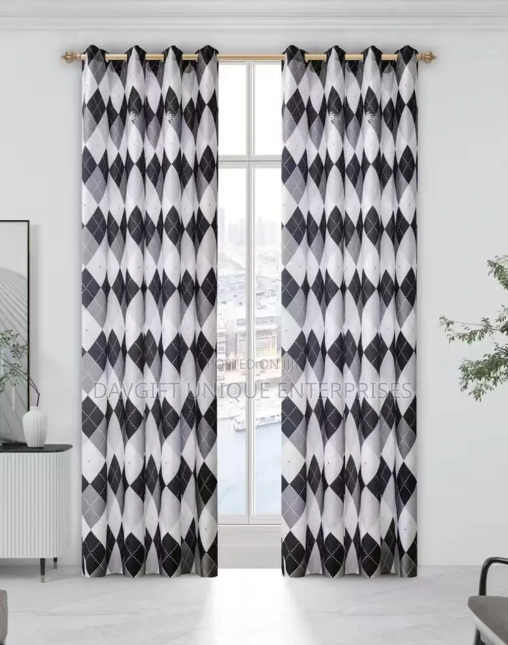 Beautiful 3D Design 2pcs Curtains