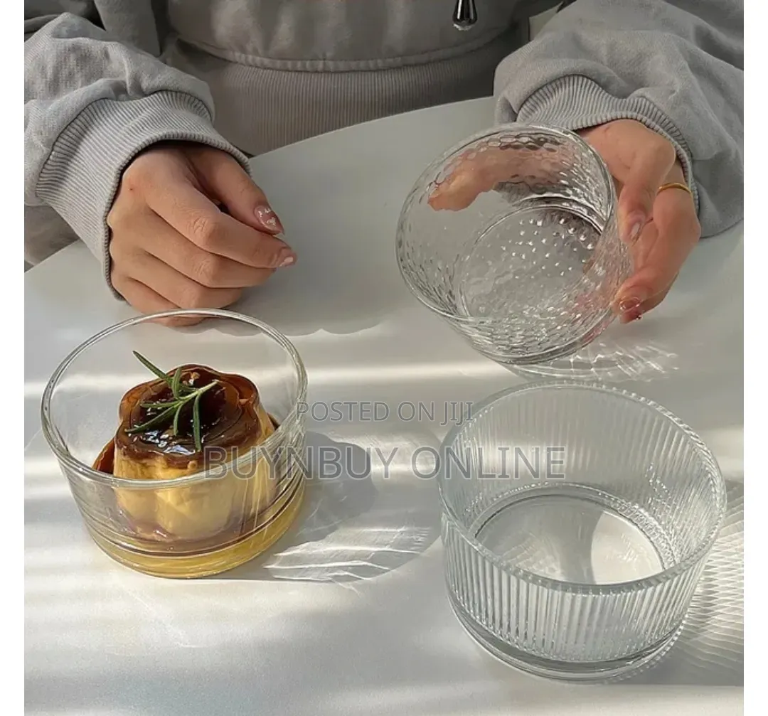 3 PCS 200ml Hammered Dessert Ramekins Glass Bowl