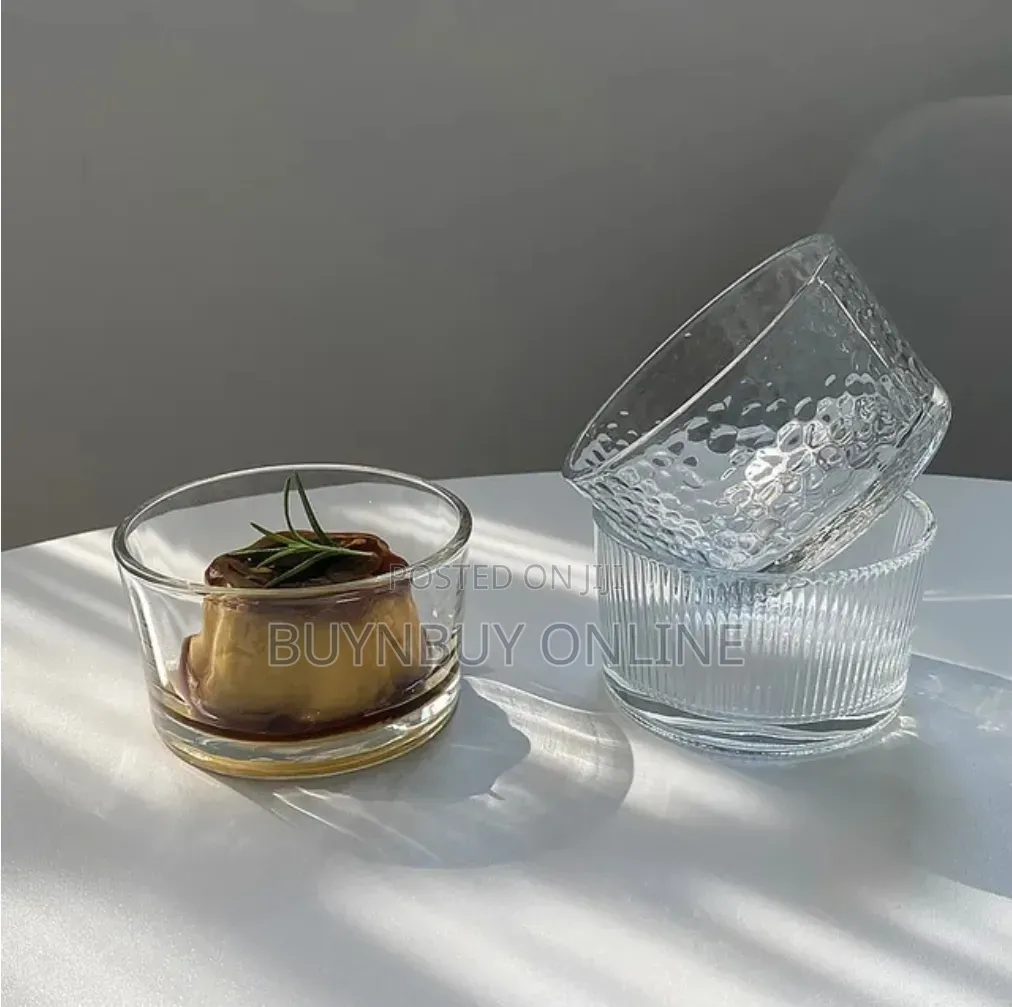 3 PCS 200ml Hammered Dessert Ramekins Glass Bowl