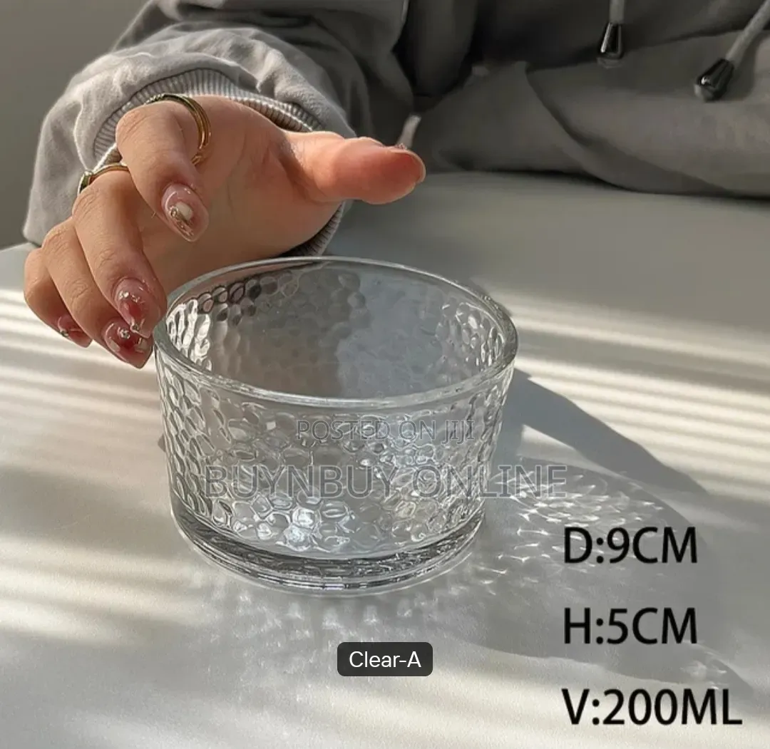 3 PCS 200ml Hammered Dessert Ramekins Glass Bowl